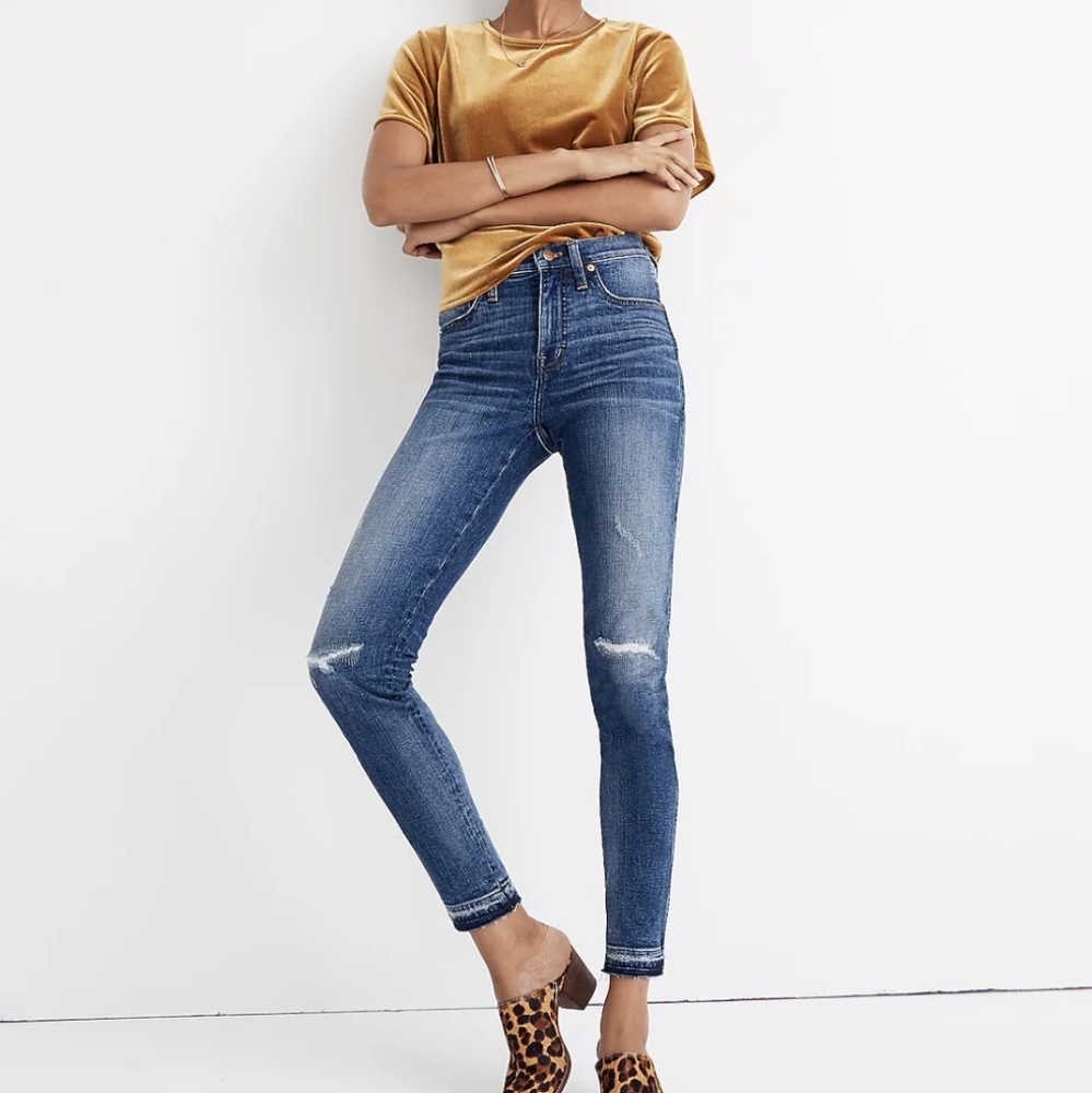 Madewell " Mid-Rise Skinny Jeans in York Wash: Rip and Repair Edition | Size 27